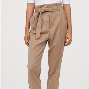H&M Beige Belted Trousers